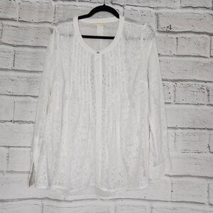 Anthropologie Meadow Rue Womens White Willow Garden Button Down Blouse Sz Large